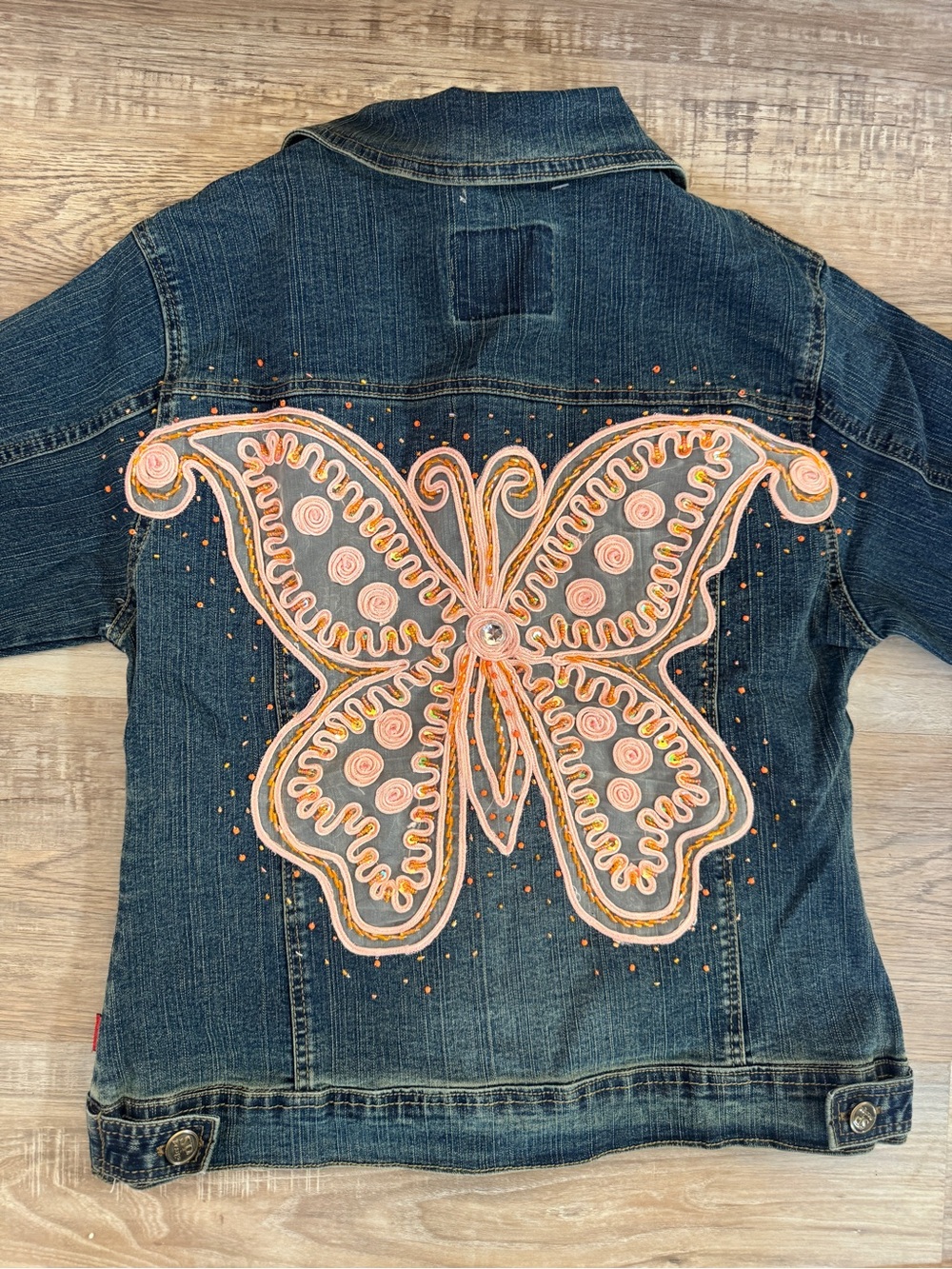 Vintage Y2K Embroidered Butterfly Denim Jacket